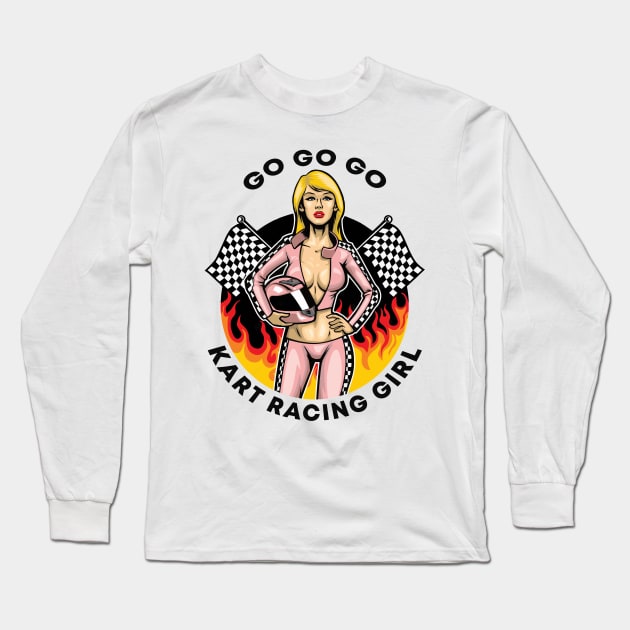 go kart racing girl Long Sleeve T-Shirt by senpaistore101